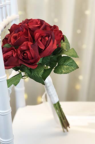 Red Silk Rose Wedding Bouquet - Silk Wedding Toss Bouquet(Medium)