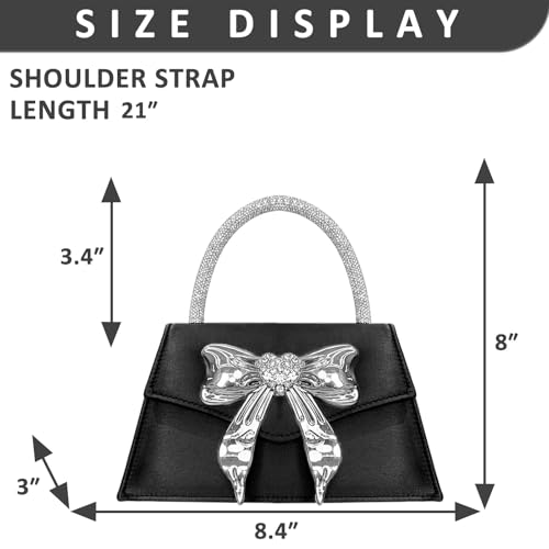 Clutch Purses for Women, Bow Evening Bag, Rhinestone Handle Tote Bag miniatura 4