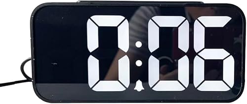 Reloj despertador cuadrado LED individual con función de repetición para dormitorio, pantalla LED transparente, atenuador y perilla de volumen,