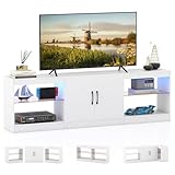 ÉCLAIRAGE LED AVEC TÉLÉCOMMANDE : L'éclairage LED dissimulé du meuble TV offre 16 couleurs, 4 modes dynamiques, 10 niveaux de luminosité et 10 vitesses de clignotement, tous facilement réglables à l'aide de la télécommande pour créer une expérience cinématographique immersive.