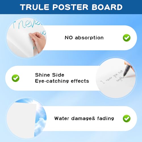 Image of VinTS 30Pcs White Poster Board, 22 inch x 28 inch White Poster Paper | Large Thickness Vision Poster Board for Art Display Board, Science Fair, DIY Art, School Arts & Crafts