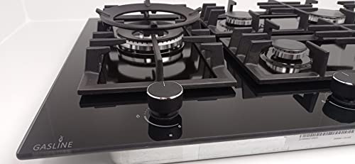 Gaskochfeld mit 5 Flammen und WOK-Brenner für Einbau
