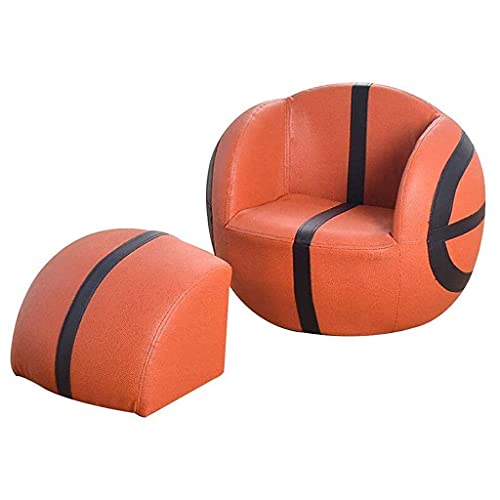 Home Small Sofa,Mini Armchair, for 1-10 Years Old Boy Girl Theme Basketball Brown Red 52×48×43cm (Color : B) (Color : B)