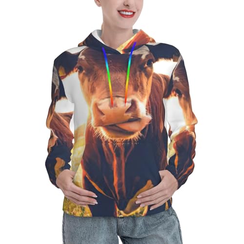 Sweat à capuche imprimé vache vêtement d'automne tendance femme