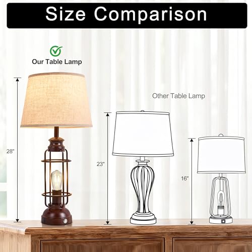 Lámpara de mesa set 2, 28" dimmable con USB miniatura 3