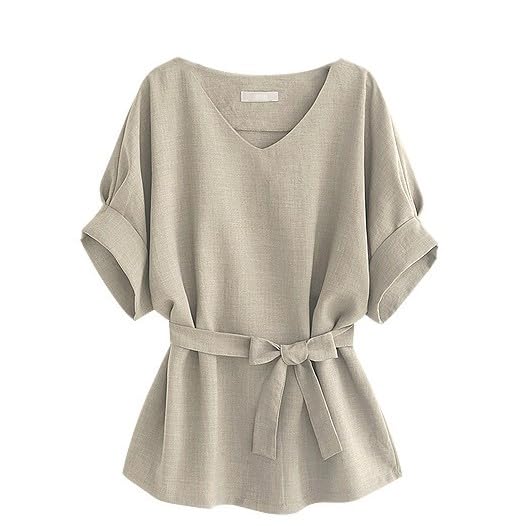Linnen shirt dames korte mouwen linnen blouse dames lange mouwen ronde hals sport T-shirt fitness blouseshirt elegant wit linnen tops mousseline hemd top linnen hemd dunne coole overhemden, wit, XXL