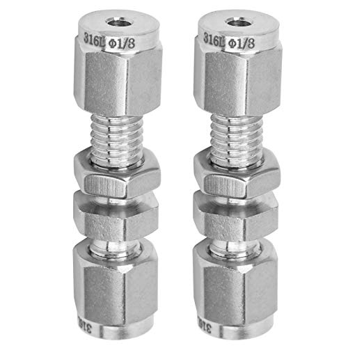 Bulkhead Mounting Joint, 2Pcs Partition Connector, 316 Stainless Steel Double Core Wear Resistant Plate Connector, Through The Wall, Pipe Fittings (?1/8)