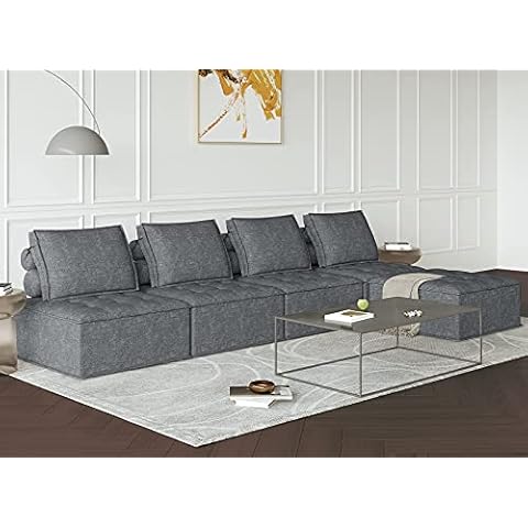 Belffin Modular Sectional Sofa Couch Reversible L Shaped Corner Sofa Fabric U Shaped Sofa Couch Bluish Grey Cover