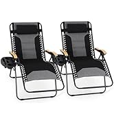 MAISON ARTS Oversized XXL Zero Gravity Chair Set of 2, 30" Wide Seat Padded Foldable Recliner, An...