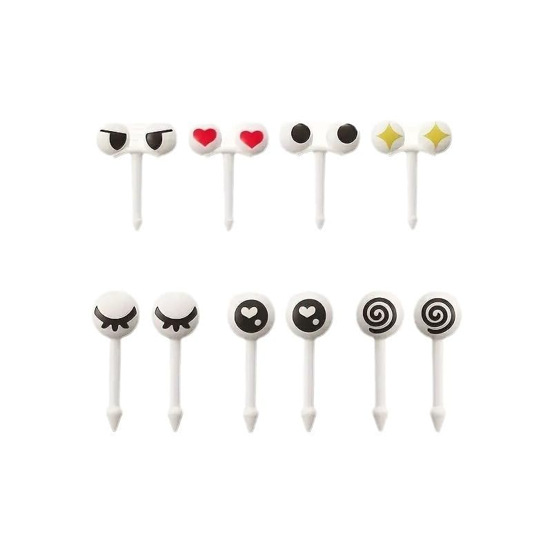 10 Pcs/Set Mini Fruit Forks Skewers Assorted Cute Cartoon Eyes Fruit Toothpick Dessert Food Fruit...