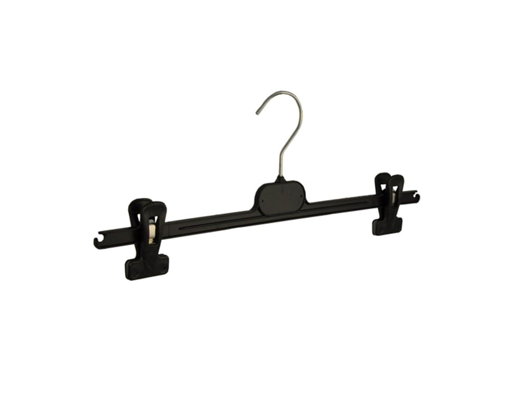 Kleiderbügel, Rockbügel, Klammerbügel, Hosenbügel, 20er Set, Kunststoff, Schwarz, Rock, Hose, Verschiebaren Anti-rutsch Klammern, 360° Drehbarer Haken, 40 cm (PG40_00/20)