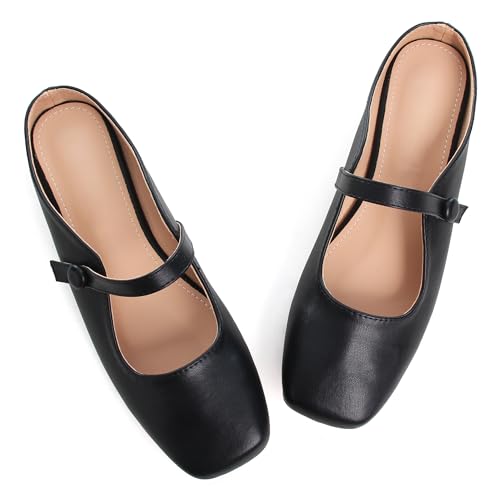 Dear Time Women's Backless Flats Comfortable Slip-ons Dress Mary Jane Shoes