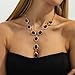 Lcineic Long Chunky Gold Brown Crystal Pendant Y Necklace for Women Vintage, Fashion Beaded Oval Resin Chain Necklaces Y2k Vacation Party Costune Jewelry Gift (Gold)