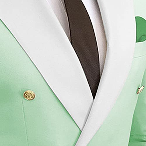 Men Suit Two Piece Slim Fit Profession Dress Single Breasted 2 Buttons Sport Casual Blazer Party Prom Lightweight Sets (Light Green,X-Small,5,Oz) #TOP2