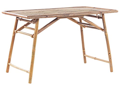 Beliani Mesa de jardín de Madera de bambú Clara 120 x 69 cm Plegable Exterior Molise