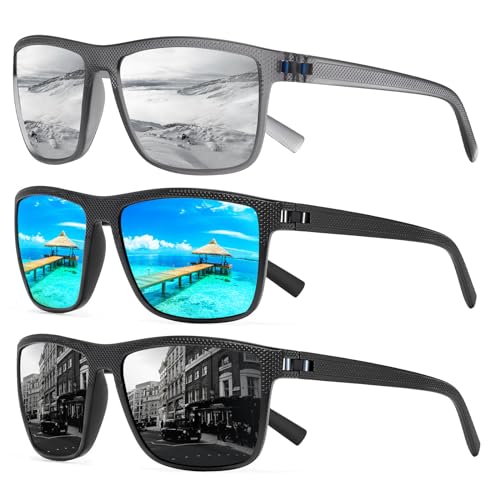 Image of Square Polarized Sunglasses for Men and Women Lightweight Frame Sun Glasses with UV Protection