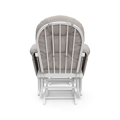 image for Storkcraft Premium Hoop Glider and Ottoman (White Base, Taupe Swirl Cu