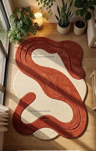 Image of Irregular Hand Tufted Carpet 6x8 Ft Modern Abstract Wool Area Rug for Living Room Bedroom Soft Plush Decorative Contemporary Floor Accent Decor