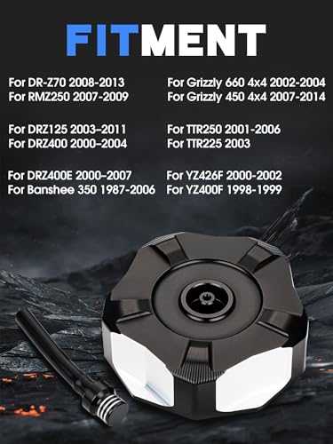Image of JFG RACING ATV Gas Cap,CNC 6061 Aluminum Fuel Tank Billet Cover for YFZ 450 /YFZ450R /Banshee 350 200 /Raptor 660 350 250 125 /Warrior 350 450 /Kodiak 400 /Grizzly 660 450 400 350 /Bruin 350 250-Black