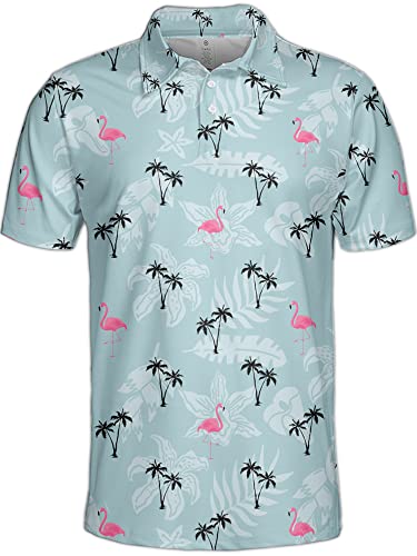 Palisar Hawaiian Golf Shirts For Men Flamingo Shirt Men Wild Golf Shirt Crazy Golf Shirts For Men Tropical Polo Shirts For Men #TOP8