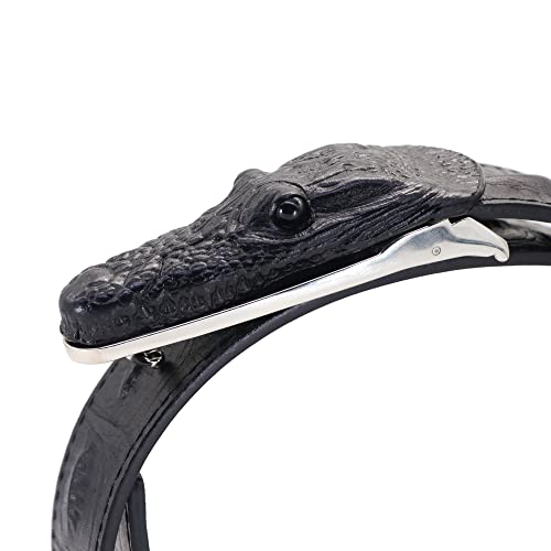 Alligator Belts with Cowhide Crocodile Print Belt Buckle - Changeable, 1 3/8 inch Wide, Black3