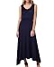 OUGES Women's V Neck Sleeveless Summer Maxi Dress(Navy,XL)