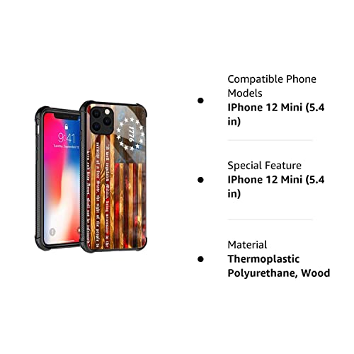 Tnxee Iphone 12 Mini Case, Betsy Ross 13 Star Wooden American Flag With 1776 Pattern Design Cases For Mans Women, Shockproof Anti-Scratch Case Apple #TOP6