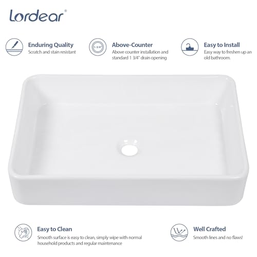 Lordear-White-Bathroom-Sink-24×16-Rectangle-Bathroom-Vessel-Sink-Modern-Above-Counter-White-Farmhouse-24-Inch-Bathroom-Sink-Porcelain-Ceramic-Vanity-Sink-Art-Basin Lordear White Bathroom Sink 24×16 Rectangle Bathroom Vessel Sink Modern Above Counter White Farmhouse 24 Inch Bathroom Sink Porcelain Ceramic Vanity Sink Art Basin