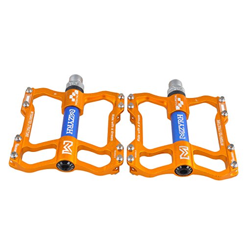 Thinktop 8 Bearing Mtb/Bmx Road Mountain Bike Platform Pedals Flat Sealed Lubricate Bearing Axle 9/16 Inch (Gold) #TOP2