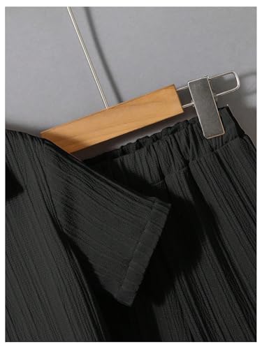 Image of RoseSeek Boy's 2 Piece Outfits Textured Button Down Short Sleeve Collar Shirts Tops and Elastic Waisted Pants