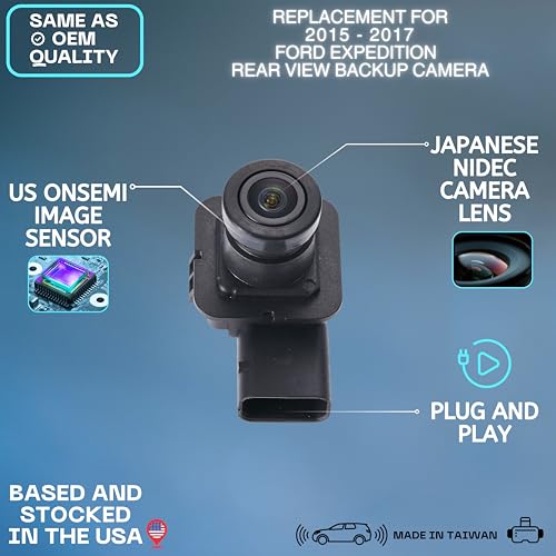 Image of Backup Camera for 2015-2017 Ford Expedition Rear Tailgate Parking View Cam | Fits OE FL1Z-19G490-A FL1Z-19G490-B FL1T-19G490-AD FL1Z19G490B FL1Z19G490A FL1T19G490AD, rear view reverse assist monitor