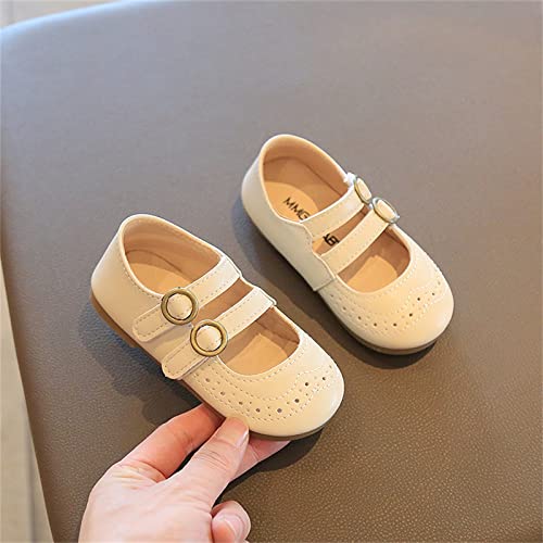 EnJoCho Little Boys Round Toe Shoes Summer and Autumn Girls Boots Cute Flat Hollow Hollow Breathable Comfortable (Beige, 28)3