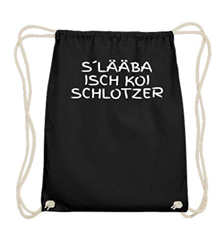 Sac de gym en coton noir 37x46 cm avec cordon de serrage et motif souabe imprimé