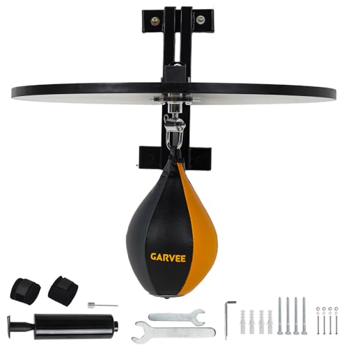 GarveeTech Hardwood Speed Bag Platform Kit with Adjustable Mount 360 Degree Swivel and Includes Speed Bag Air Pump for Boxing Training and Home Gym Workout