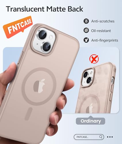Image of FNTCASE for iPhone 15 Plus Case: for iPhone 14 Plus Case [Compatible with Magsafe] Translucent Matte Cases with [Screen Protector] Military Grade Shockproof Protective Phone Cover - Desert Gold