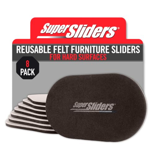Super Sliders 5-3/4" x 9-1/2" XL Oval Reusable Felt Furniture Sliders for Hard Surfaces, Anti-Slip Protective Furniture Moving Pads for Beds, Sofas, Dressers, Set of 8, Beige by Super Sliders - Used condition - US$15.95