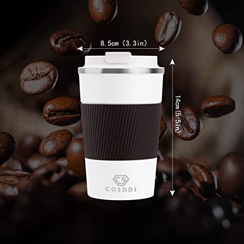 12 oz Stainless Steel Vacuum Insulated Tumbler - Coffee Travel Mug Spill Proof with Lid - Thermos Cup for Keep Hot/Ice Coffee,Tea and Beer (3rd White) - Thumbnail 6