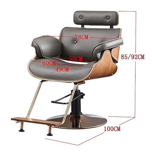 Classic Leather Hydraulic Barber Chair with 360 Degree Swivel Adjustable Height for Salon Beauty Tattoo Hairdressing Shaving and Styling Grey