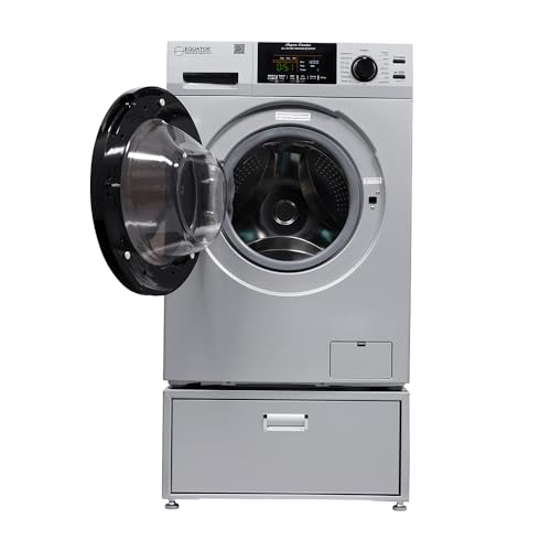 Equator All-in-one Washer Dryer Ventless FULLY BUILTIN 0-CLEARANCE 1.62cf/15lbs 110V 1400RPM with Pedestal + ADA (Silver)