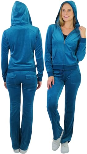 ToBeInStyle Women's Velour Tracksuit Zip-Up Hooded Jacket and Matching Pants4