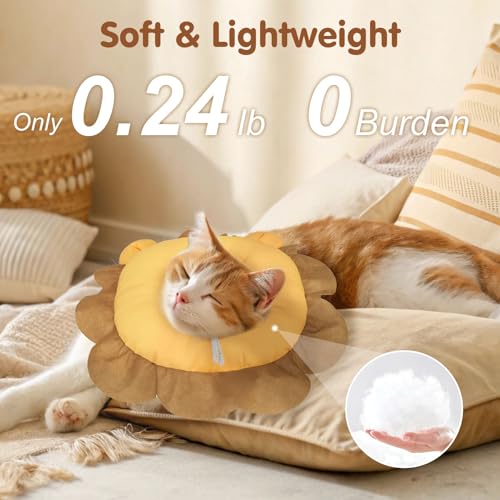 Image of BEAUTYZOO Cat Cone Collars Soft, Cat Recovery E Collars After Surgery to Stop Licking, Adjustable Elizabeth Circle Collar Cute Pet Donut Pillow for Cats Kitten Small Dogs, Lion M