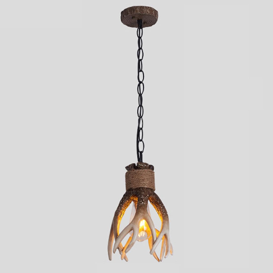 HXYSXHJUO E27 American vintage antler chandelier, creative resin for dining room aisle entrance bar card chandelier,B