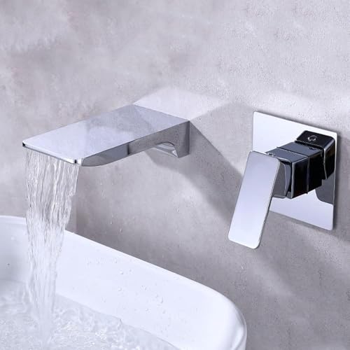 Grifo de pared para lavabo con cascada elegante y diseño empotrado LWX