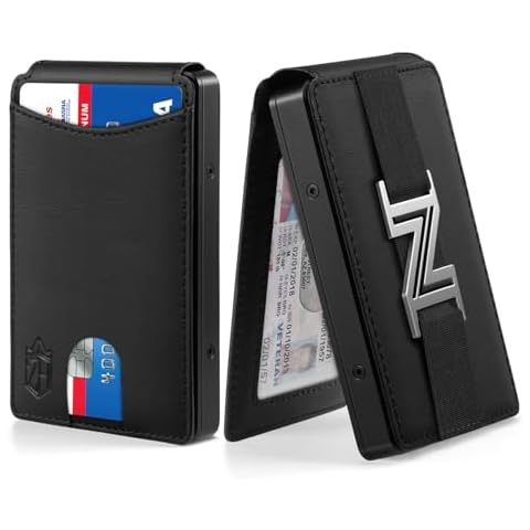 Zitahli Wallet for Men Card Holder - Slim Metal RFID Blocking Bifold minimalist Mens Wallet Pop Up Credit Card Case with Gifts Box Cover