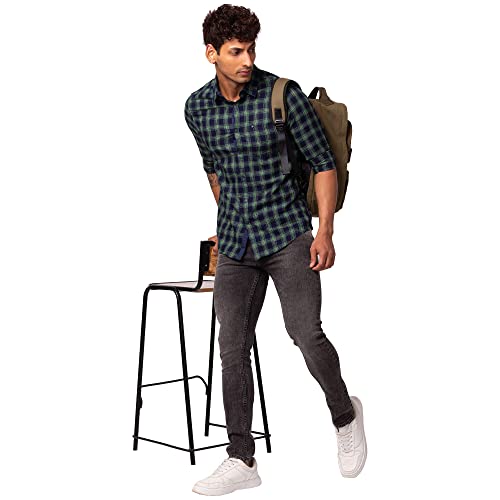 Image of Spykar Men's Slim Fit N /A Full Sleeve Checked Casual Shirts