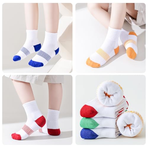 Mini angel Kids Athletic Socks Cushioned Boys Ankle Socks Breathable Mesh Girls Quarter Sock Youth Cotton Sports Sock 6 Pack2