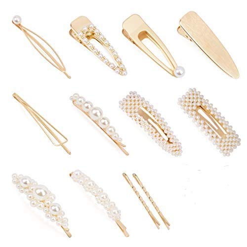 BAHABY 12 Pack Pearl Hair Clip Hair Pins Decorative Hair Clips For Women Hair Clips For Bling Hair Barrettes For Women