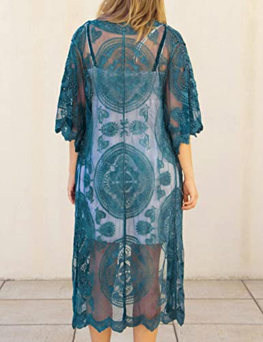 Image of Bsubseach Women Mesh Cardigan Bikini Beach Kimono Open Front Swimsuit Cover Ups Swimwear