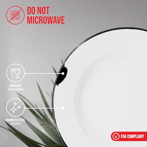 Redco16pieceenamelwaremetaldinnerwaresetfor4distressedwhiteblackrim Urban Country Home Decor Red co 16 piece enamelware metal dinnerware set for 4 distressed whiteblack rim urban country home decor