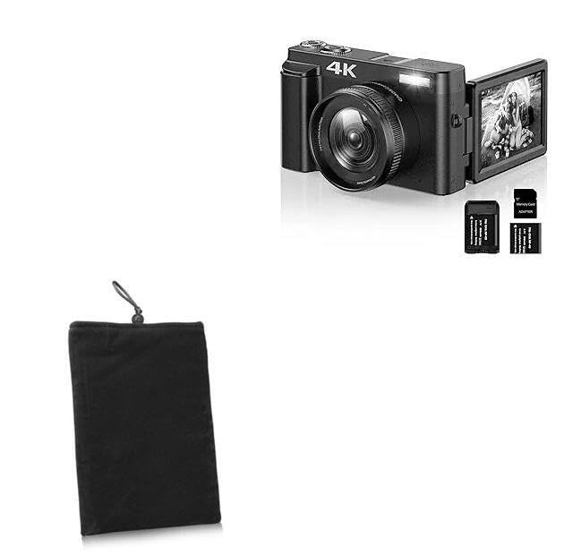 BoxWave Case Compatible with IWEUKJLO DC101 (3 in) - Velvet Pouch, Soft Velour Fabric Bag Sleeve with Drawstring - Jet Black